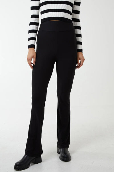 Monica Thick Waistband Plain Flared Trousers