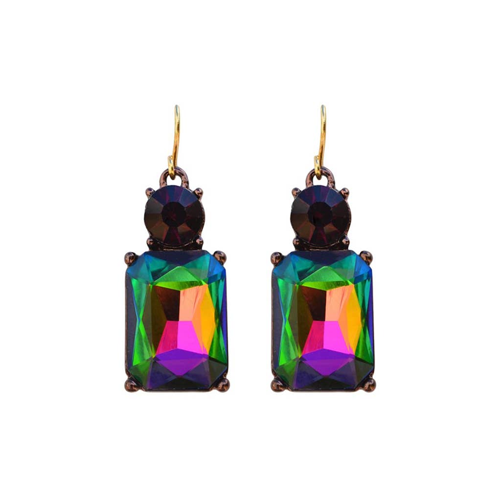 Twin Gem Earring in dark rainbow and burgundy | Jezabel Boutique