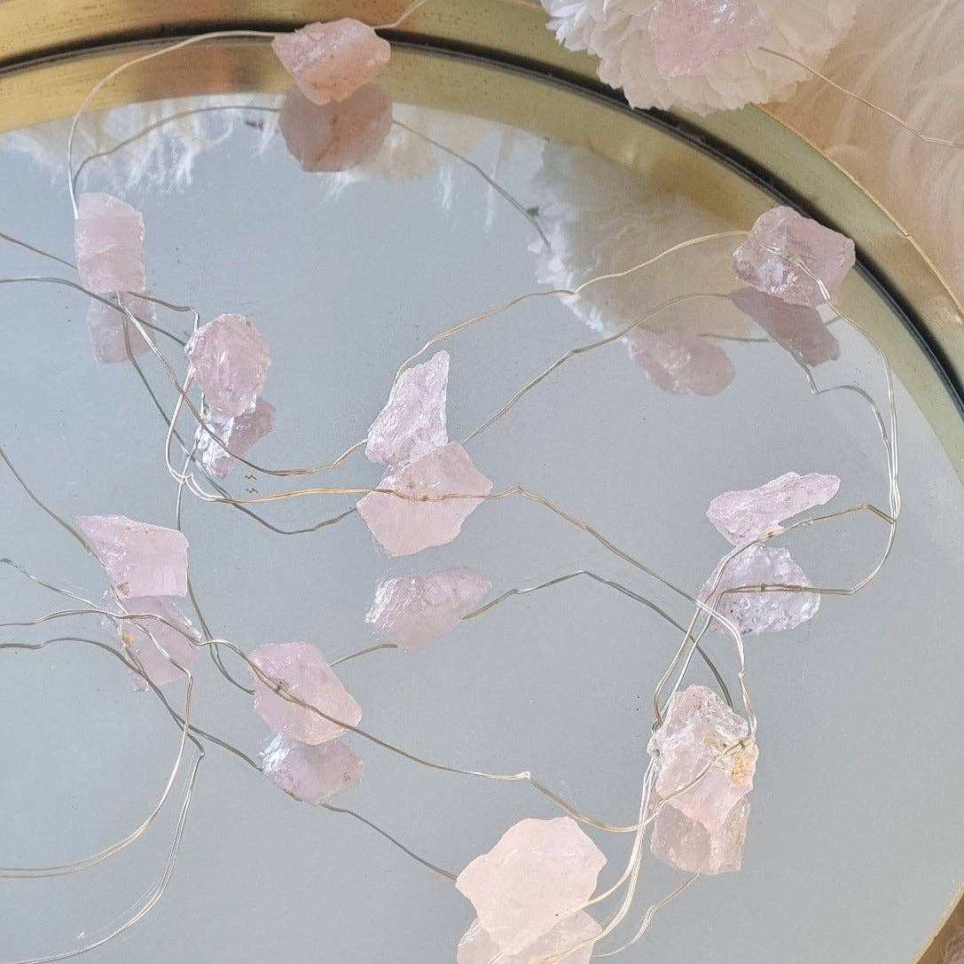 Rose Quartz Crystal String Fairy Lights | Jezabel Boutique