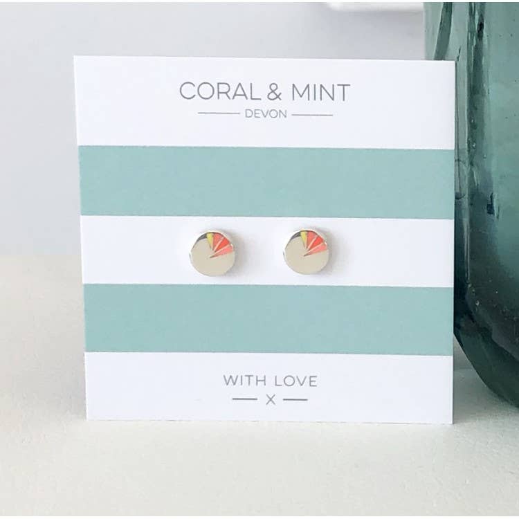 Art Deco Coral Enamel Earrings | Jezabel Boutique