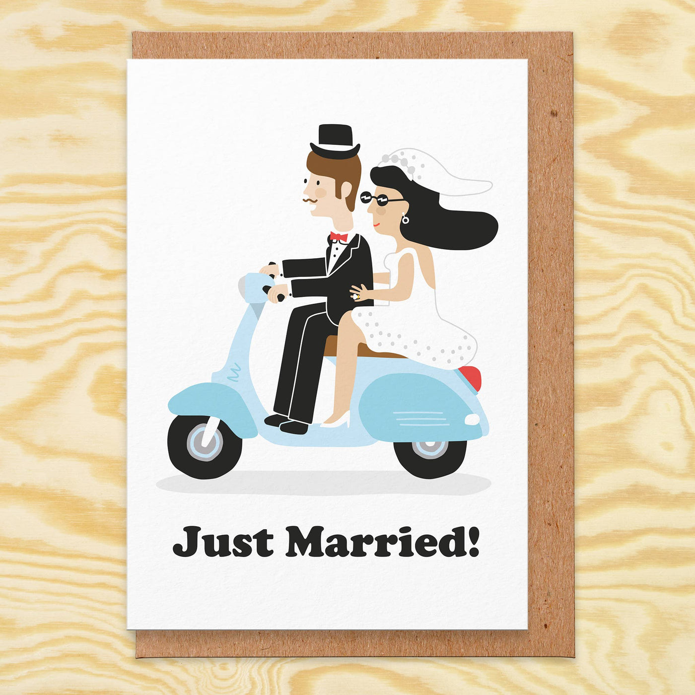 Just Married Scooter Wedding Card