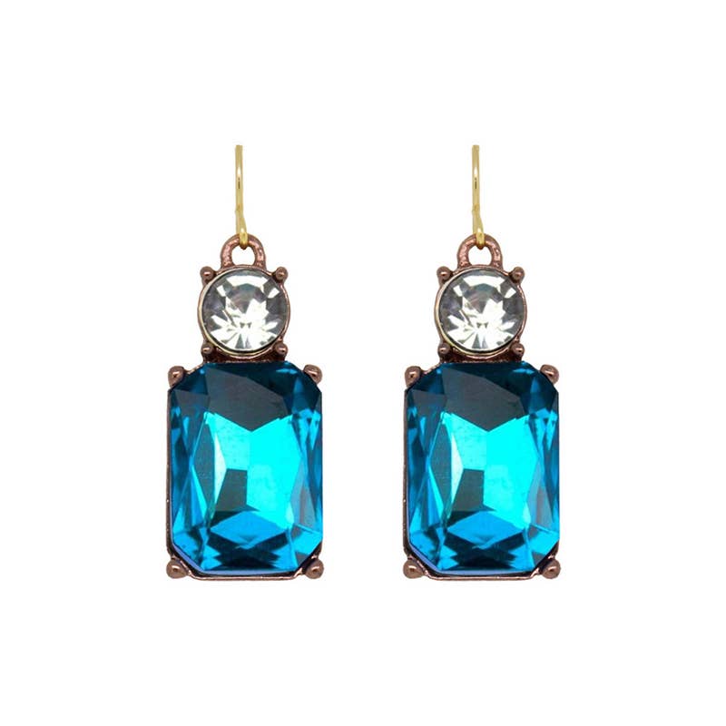 Twin Gem Earring in Turquoise and Clear | Jezabel Boutique