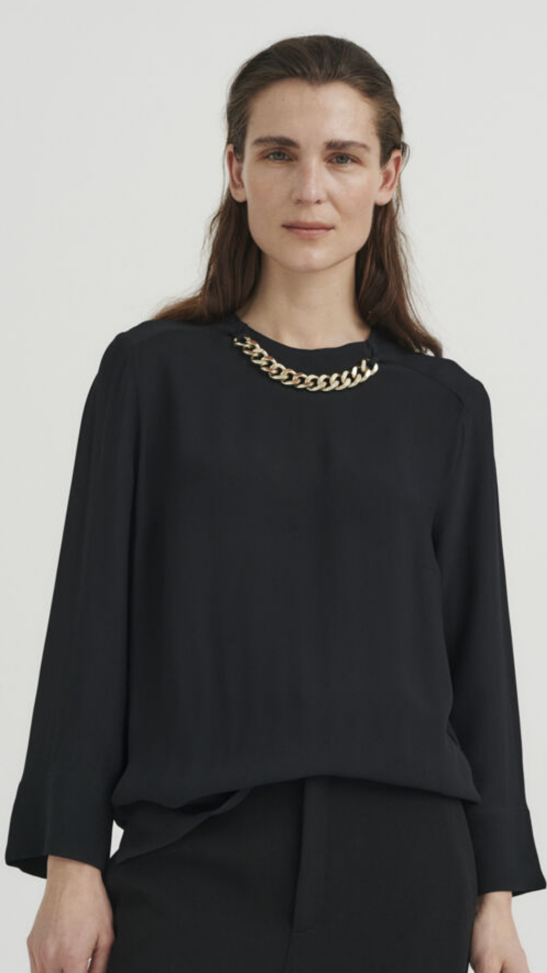 InWear Acelynn Black Blouse with Gold Chain - Jezabel Boutique