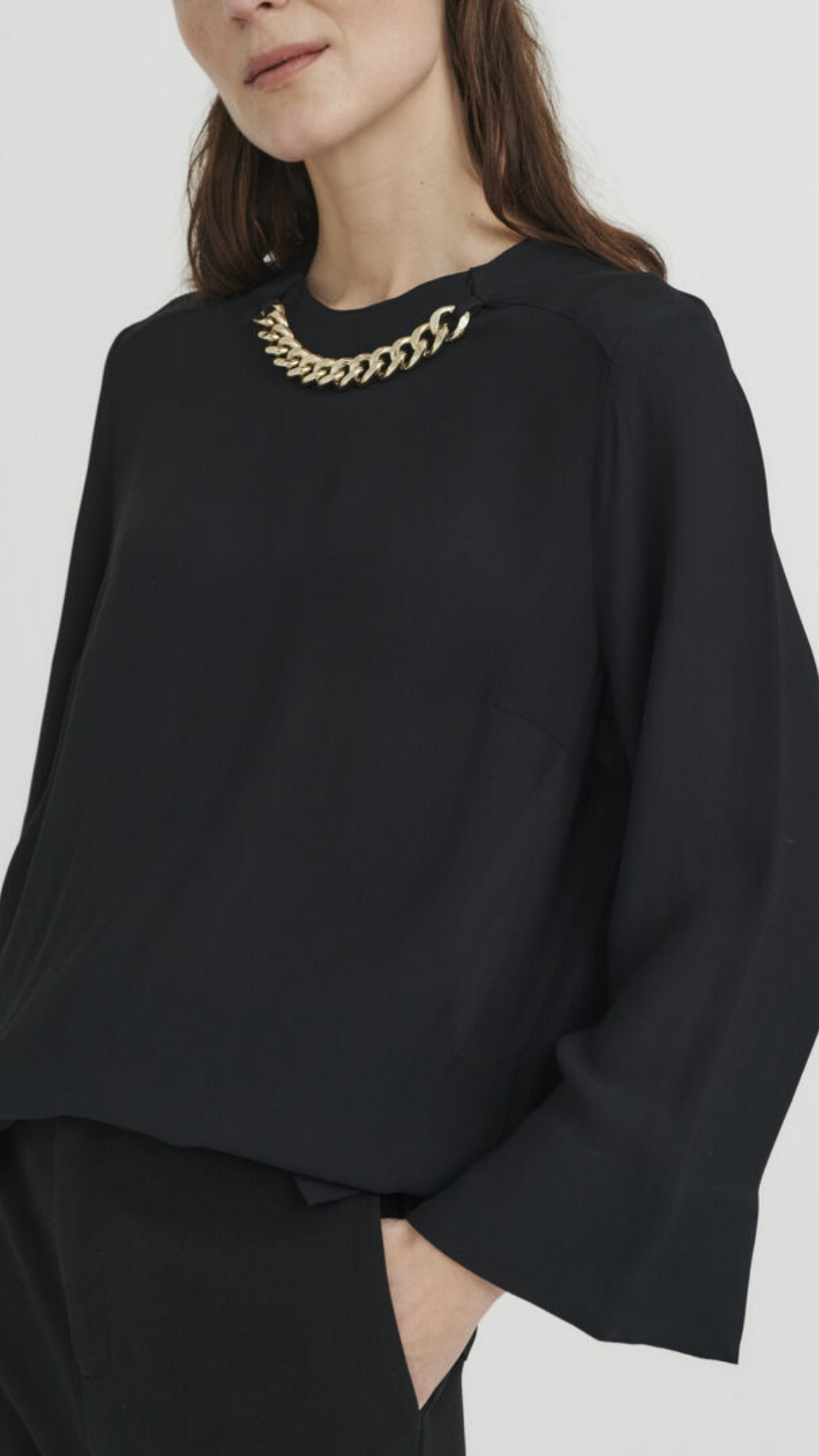 InWear Acelynn Black Blouse with Gold Chain - Jezabel Boutique