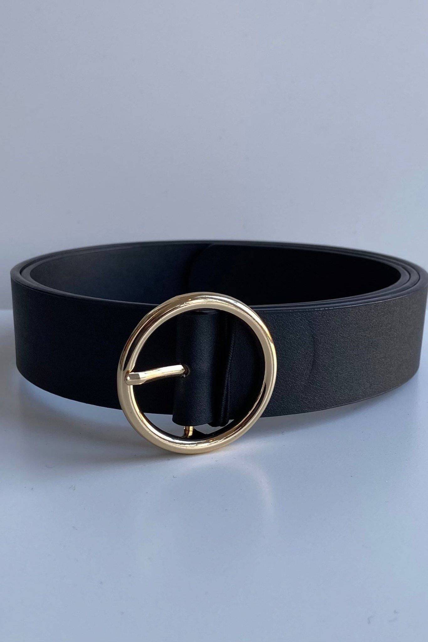 Black Belt with Single Gold Ring Buckle - Jezabel Boutique