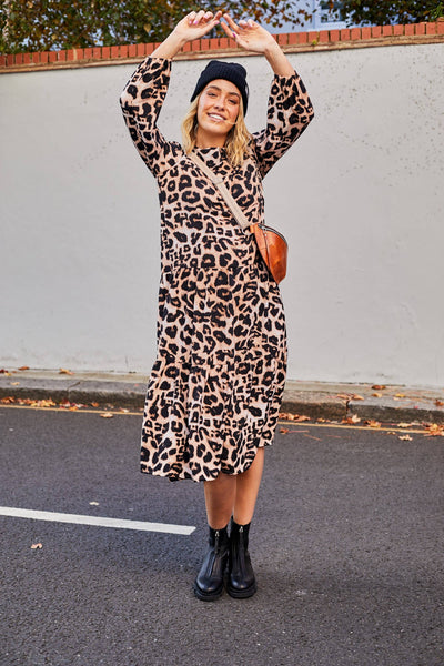 Lolly Leopard Dress in Beige | Jezabel Boutique