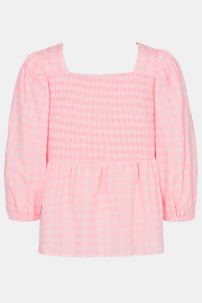 Sofie Schnoor Neon Pink Gingham Blouse | Jezabel Boutique