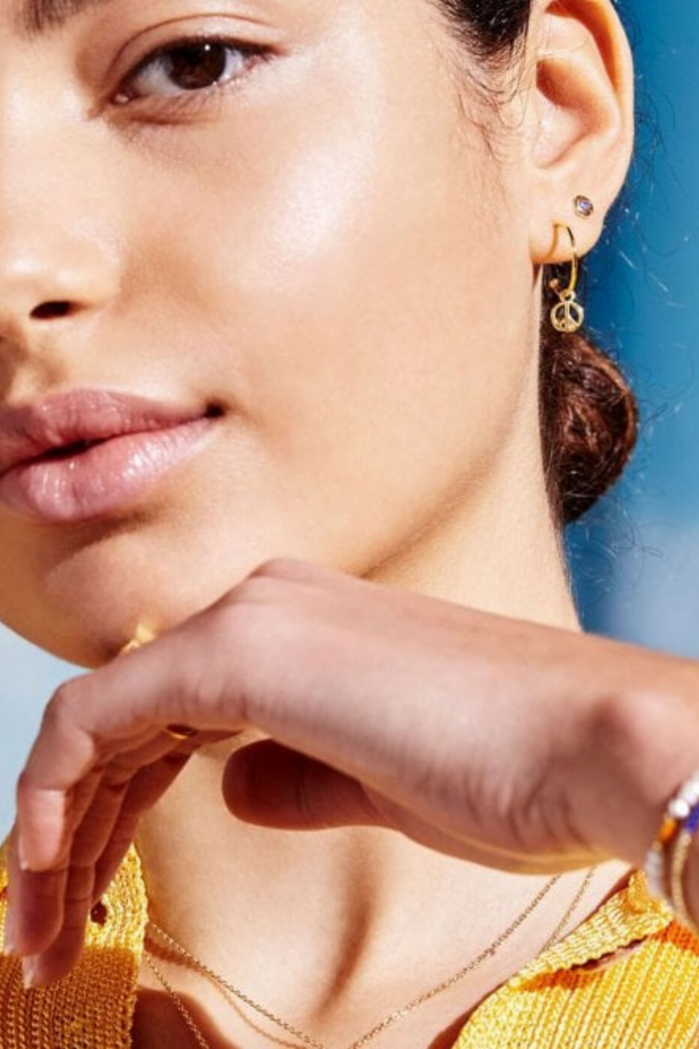 Estella Bartlett Peace Drop Hoop Earrings Gold | Jezabel Boutique