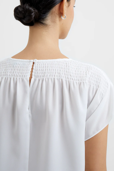French Connection White Crepe V-Neck Top