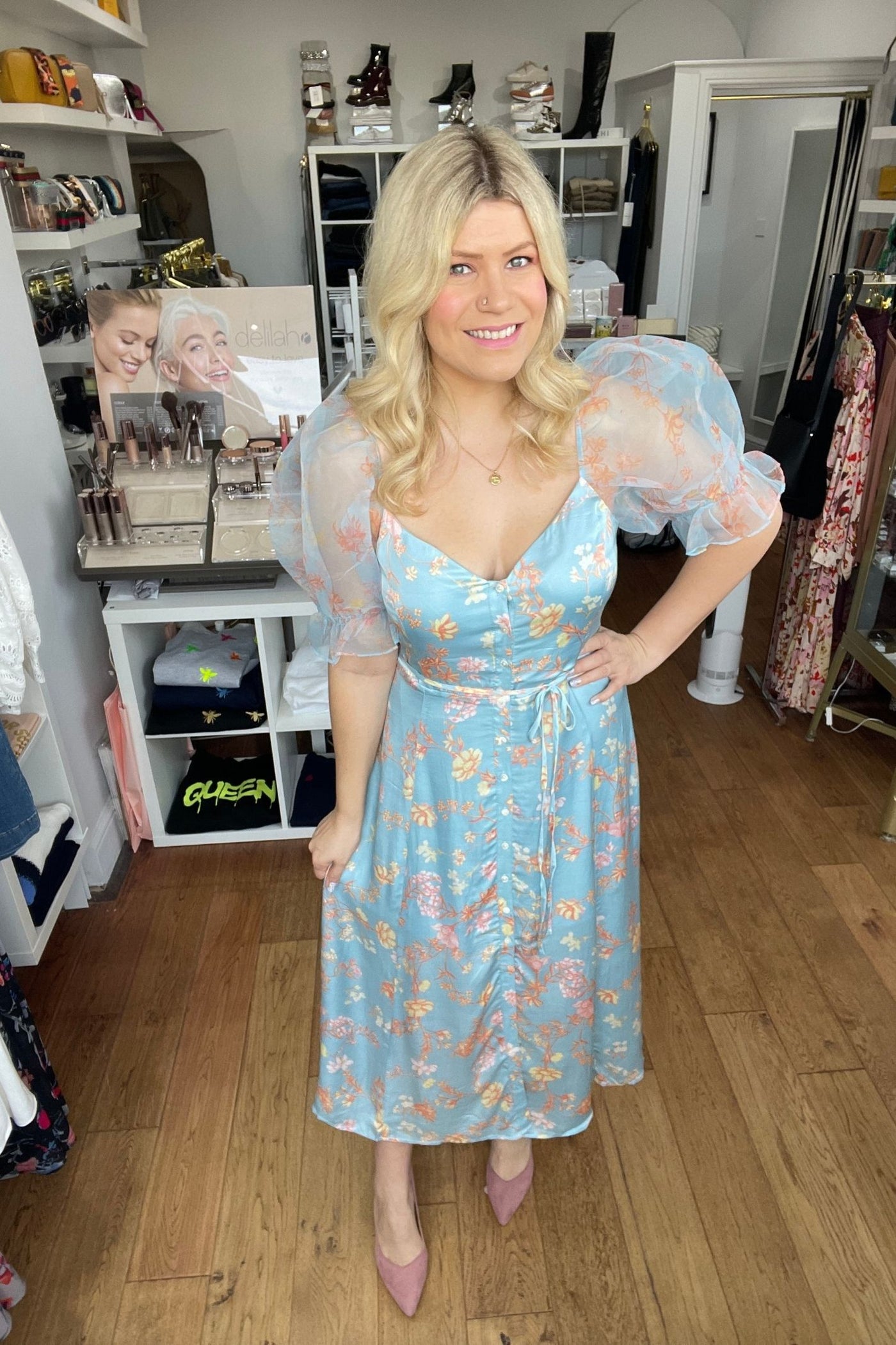 French Connection Diana Blue Midi Dress | Jezabel Boutique