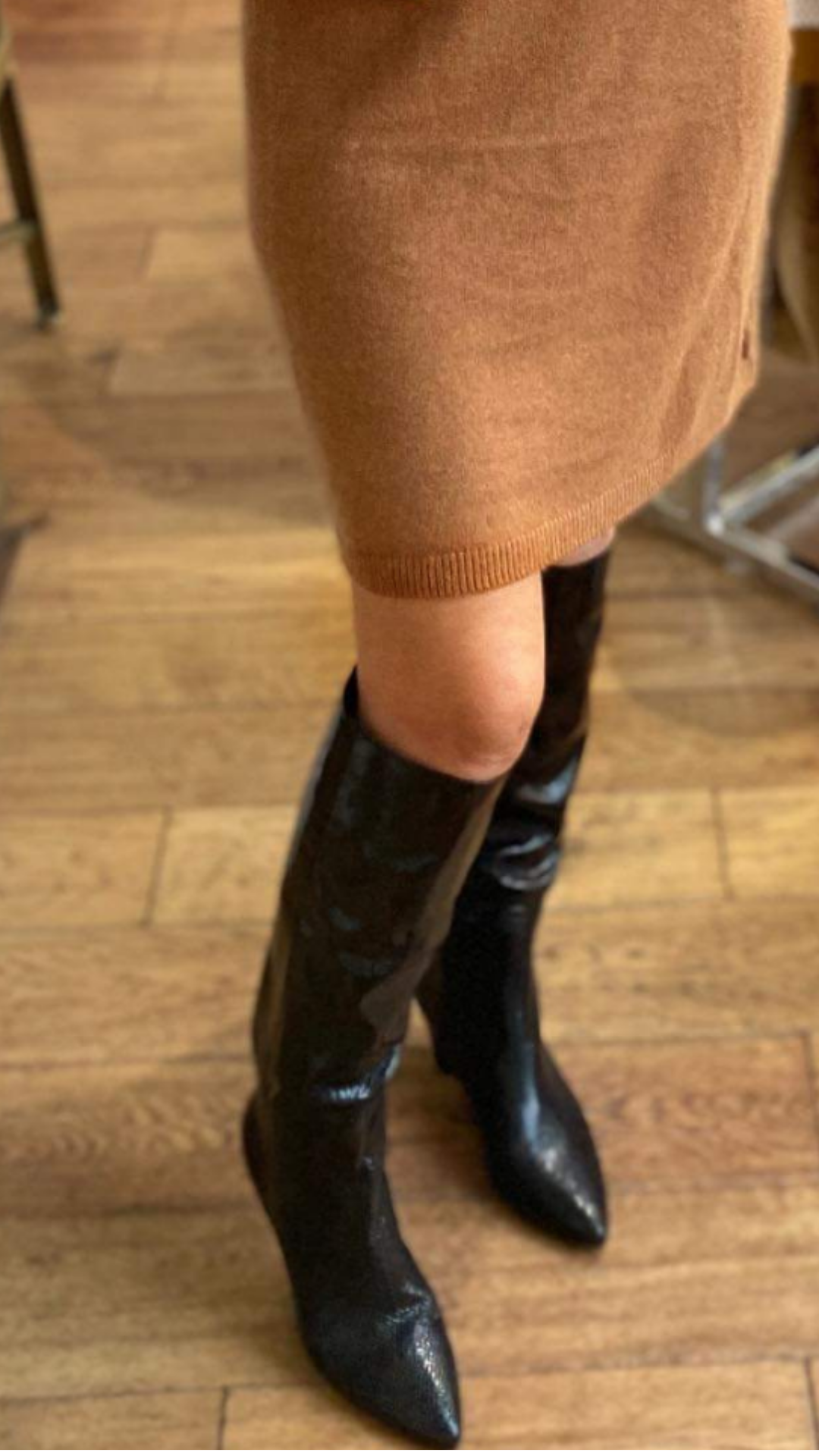 Vanessa Wu Black Boots With Cuban Heel - Jezabel Boutique