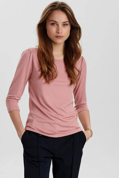 Numph Rose Pink Three-quarter Sleeve T-shirt - Jezabel Boutique