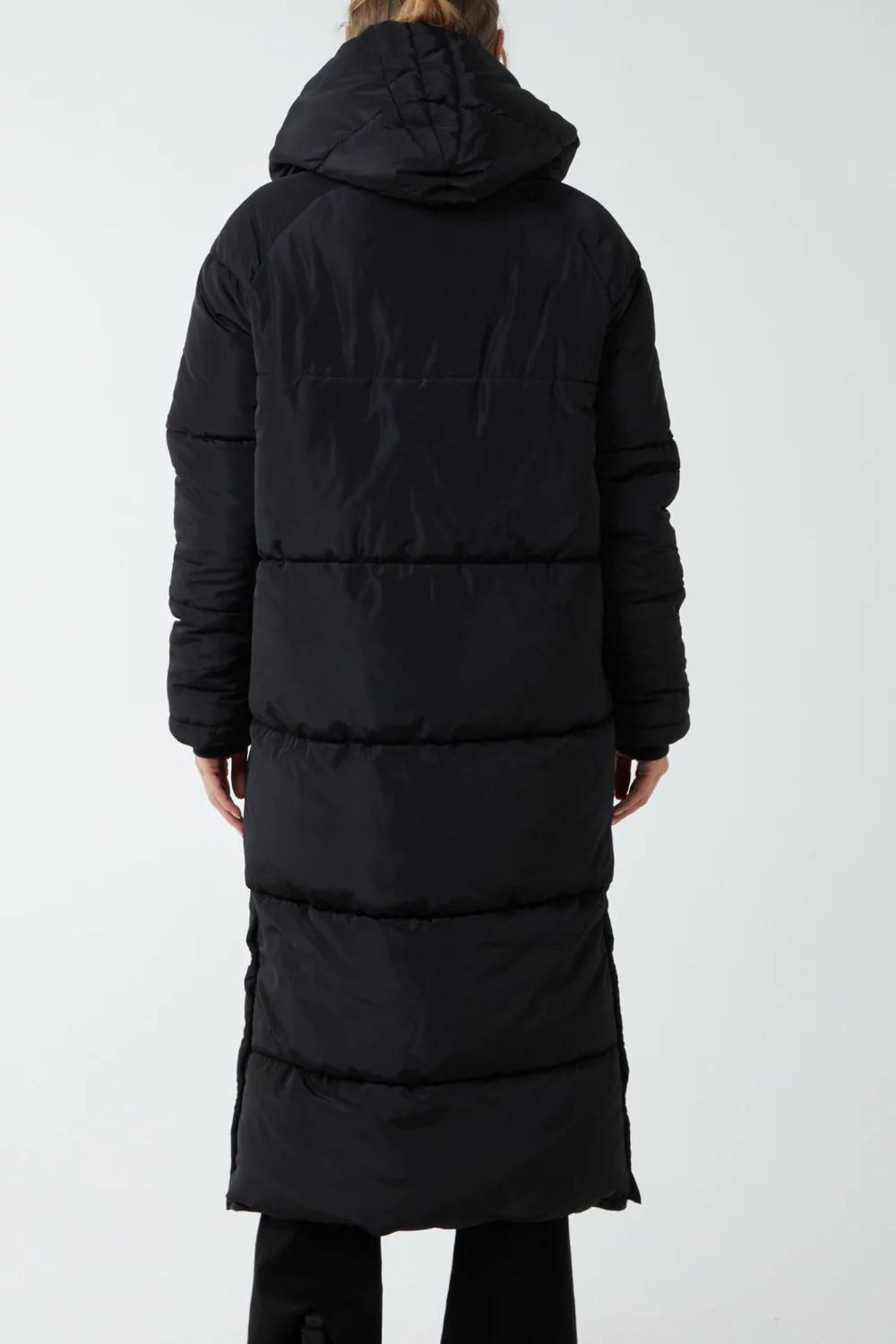 Oversized Hooded Zip Puffer Coat - Black | Jezabel Boutique