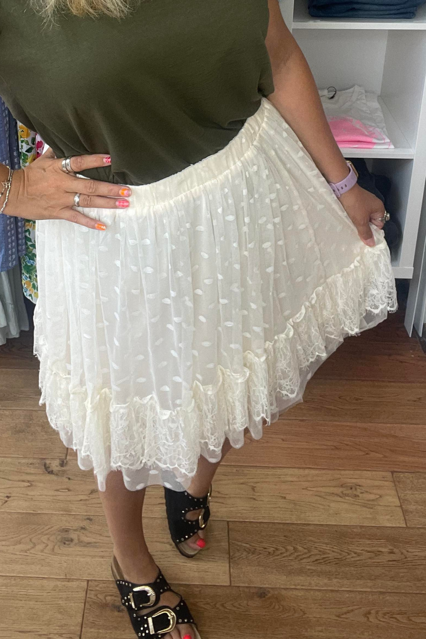 Elise Off White Short Tulle Polka Dot Skirt | Jezabel Boutique