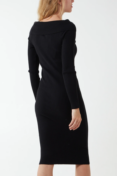 Black Knitted Bandeau Dress | Jezabel Boutique