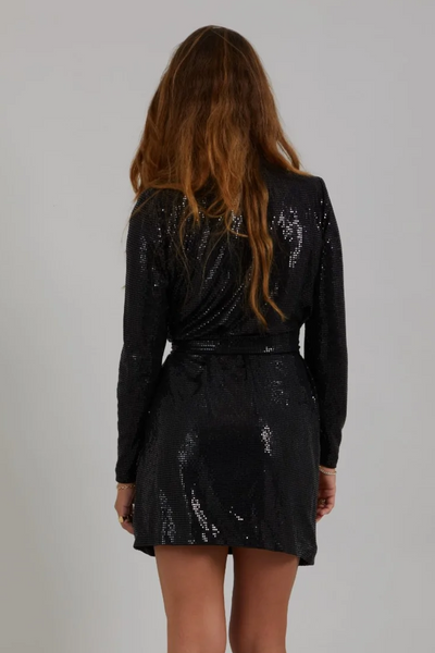 Coster Copenhagen Black Sequin Wrap Dress | Jezabel Boutique