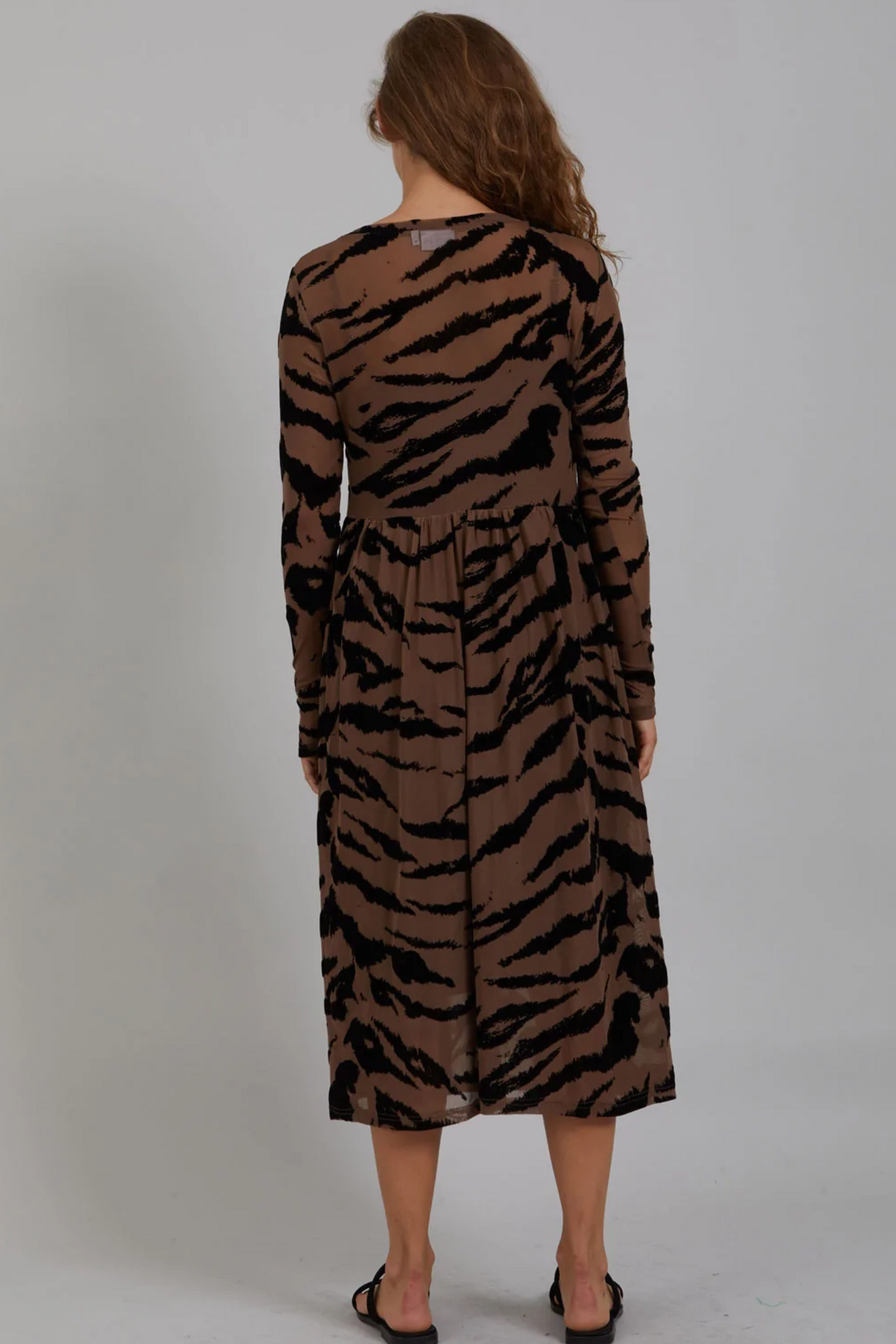 Coster Copenhagen Brown Zebra Print Mesh Dress | Jezabel Boutique