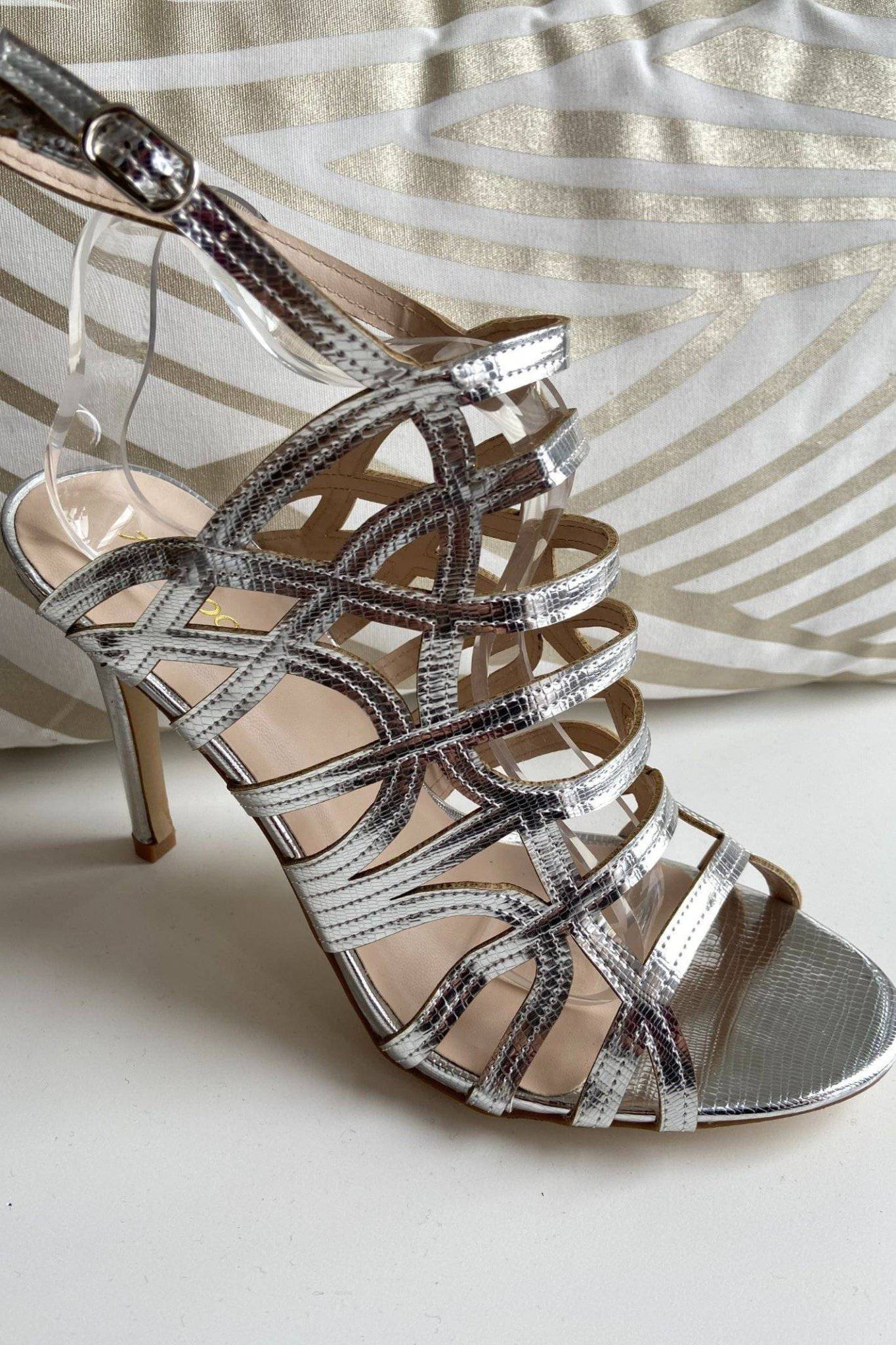 Silver Caged Heels - Jezabel Boutique